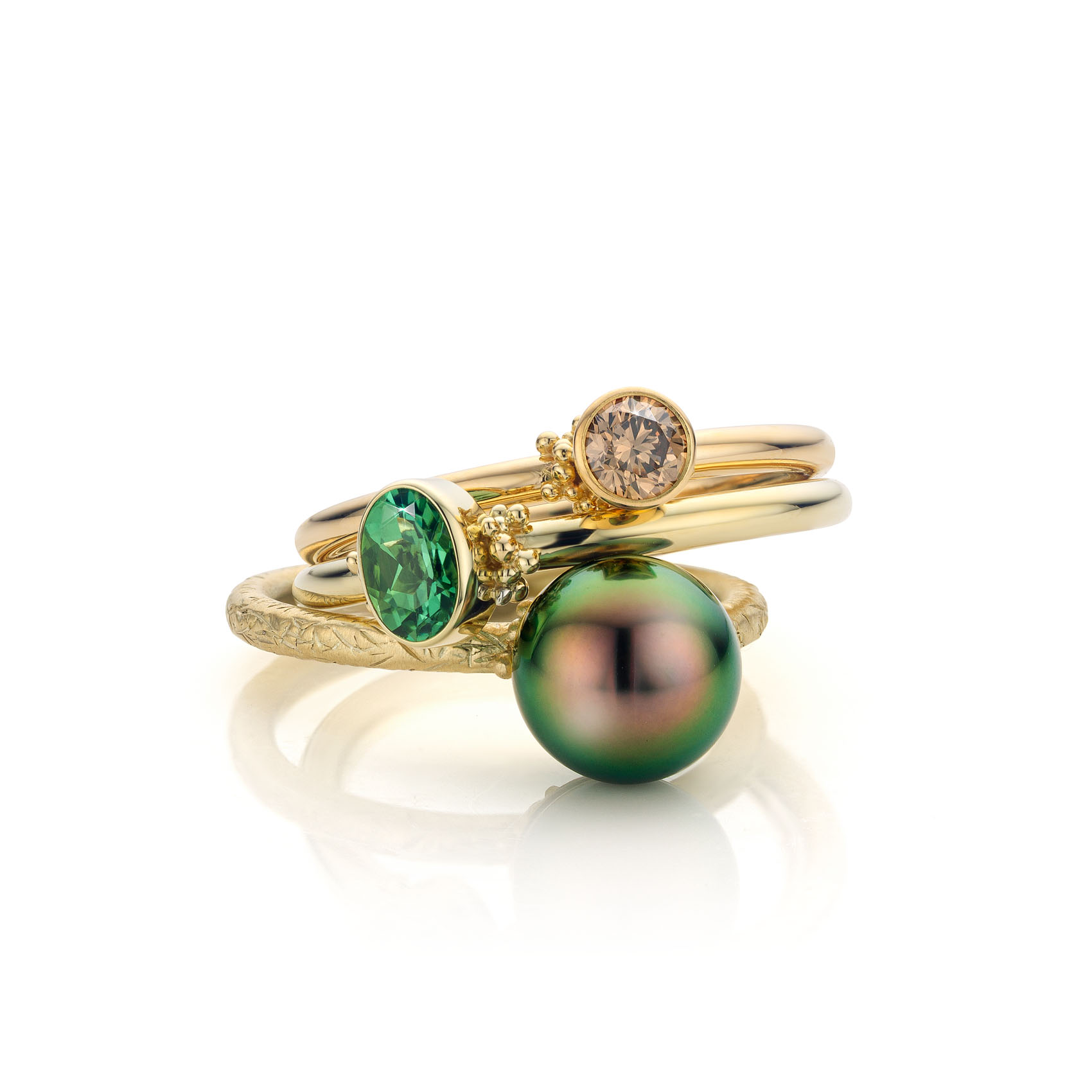 Barsha Paachi Kundan Gold Plated Finger Ring With Pearl & Green Stone – AG'S