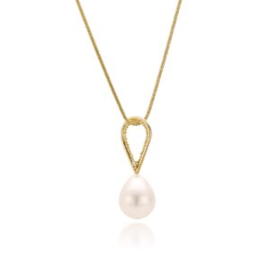 Inside Out hanger met witte zoetwater parel en diamant